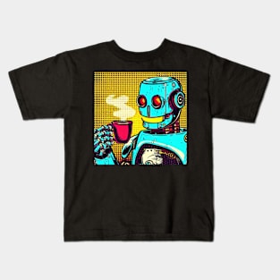 Coffee Love by Robot in Space Artificial Intelligence Pop Art t Style Kids T-Shirt